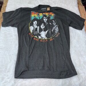 KISS Rock and Roll All Nite‎ Graphic T Shirt Men's 2XLT Charcoal Gray Band Tee